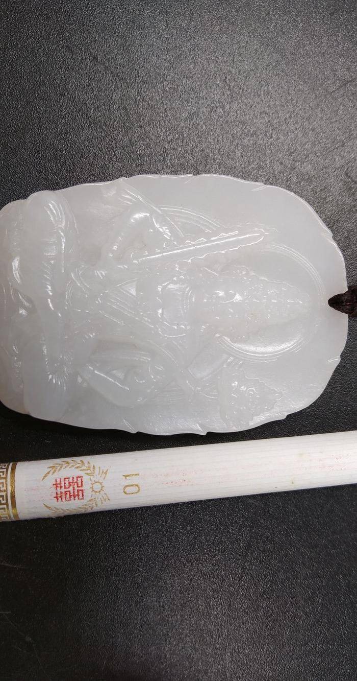 和田玉 文珠菩萨玉佩 白度一级图7