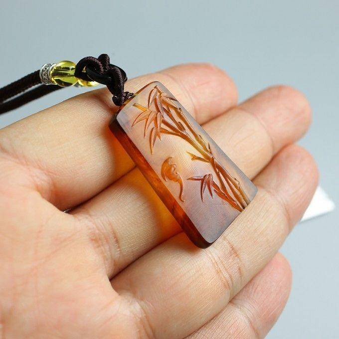 棕红缅甸琥珀祝福节节高升吊坠 69KE31图10