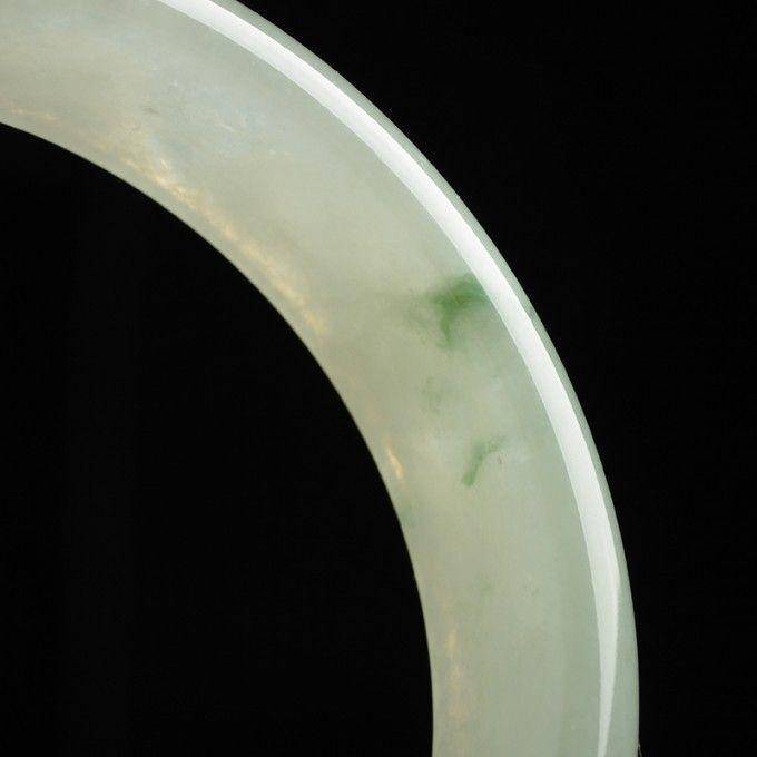 冰种飘花翡翠扁条手镯 58mm 17KA04图7
