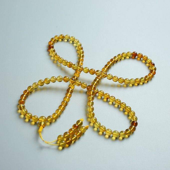 金棕缅甸琥珀108佛珠项链 6mm 24KH02图6
