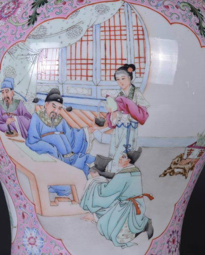 60年代 粉彩 李太白高力士 大将军罐图9