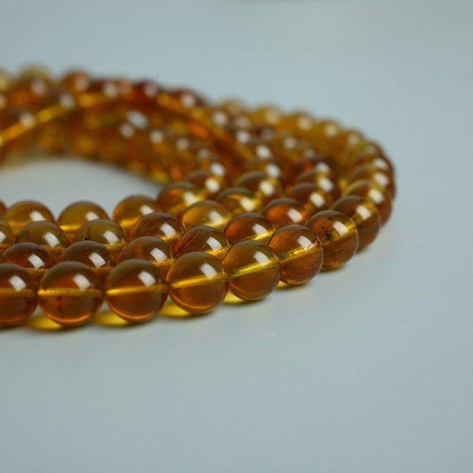 金棕缅甸琥珀108佛珠项链 7mm 24KH15图4