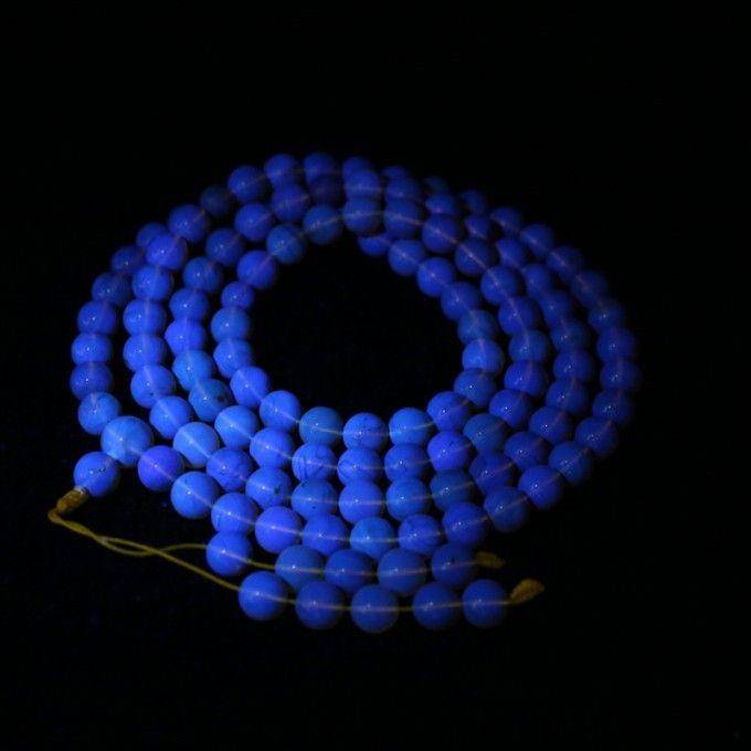 金棕缅甸琥珀108佛珠项链 7mm 24KH15图12
