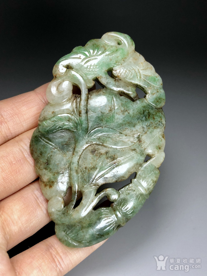 精品 清代老翡翠双面工 一路连科 玉佩