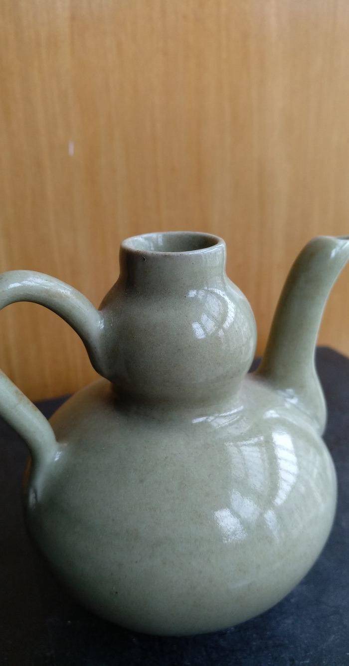明晚豆青釉葫芦型酒壶,高8.3Cm图4