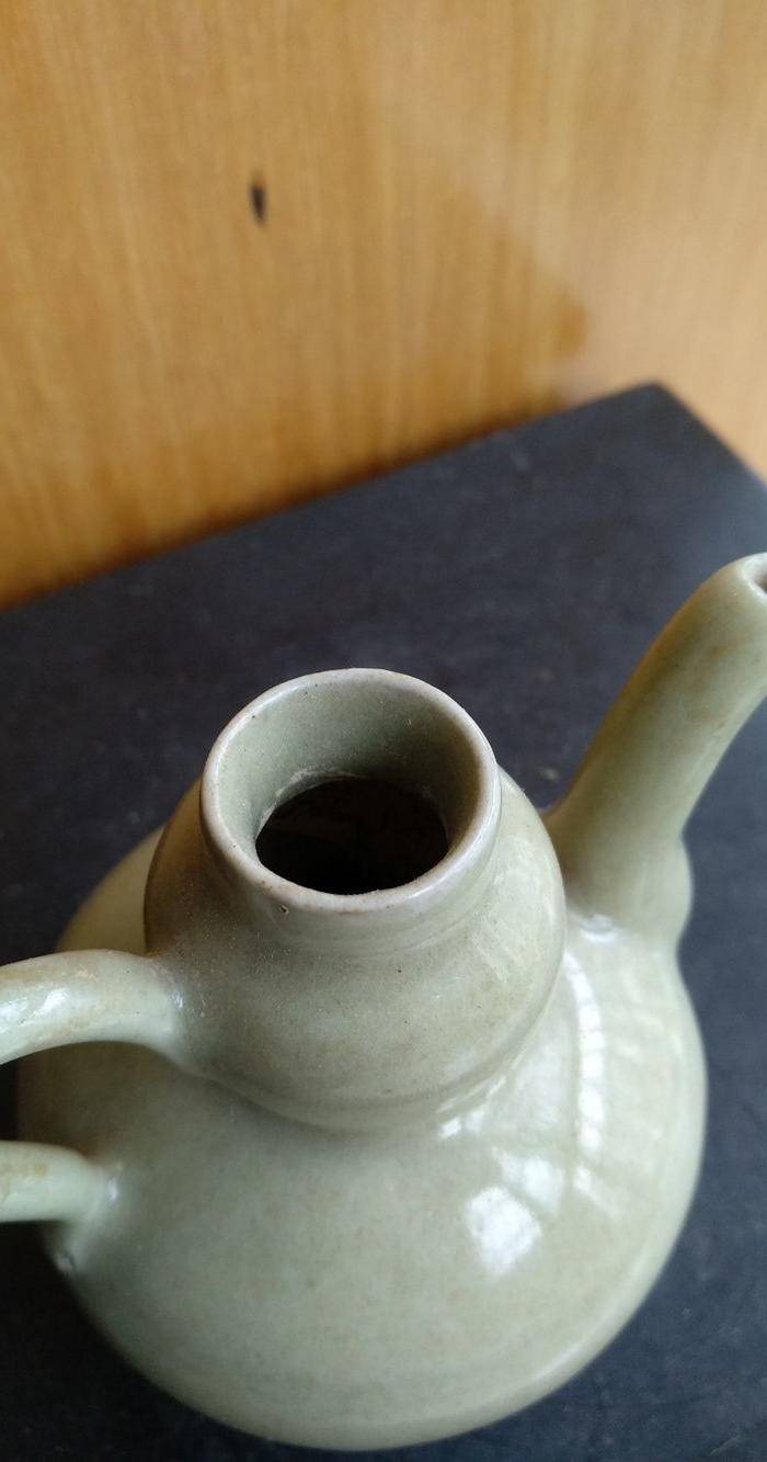 明晚豆青釉葫芦型酒壶,高8.3Cm图5