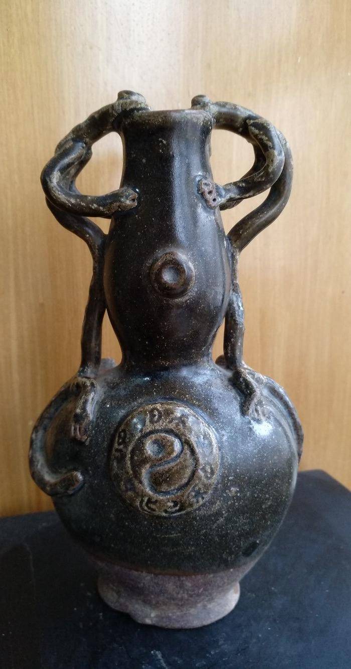 宋元螭龙双耳葫芦瓶。高18.8Cm。全品相图2