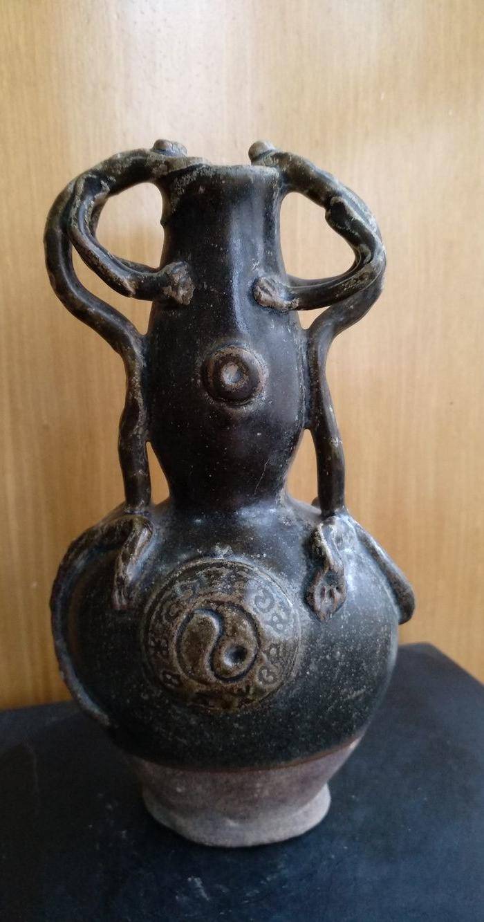 宋元螭龙双耳葫芦瓶。高18.8Cm。全品相图3
