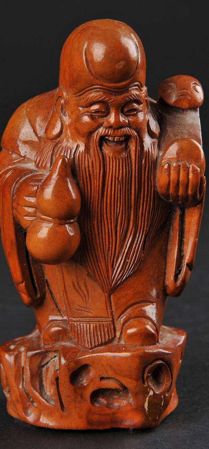 欧美回流 老柚木雕寿星立像图7