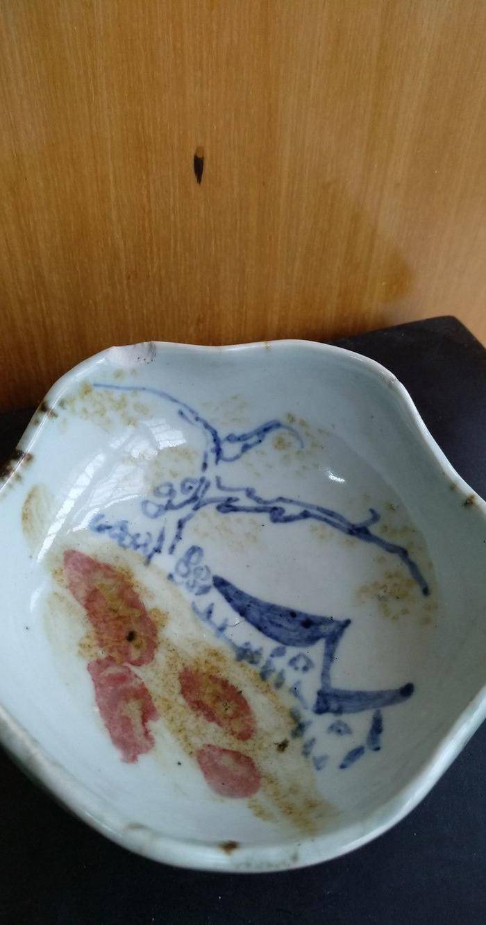 民国,青花釉里红花口水洗,口径9.8Cm,高:4Cm文房佳器。图3
