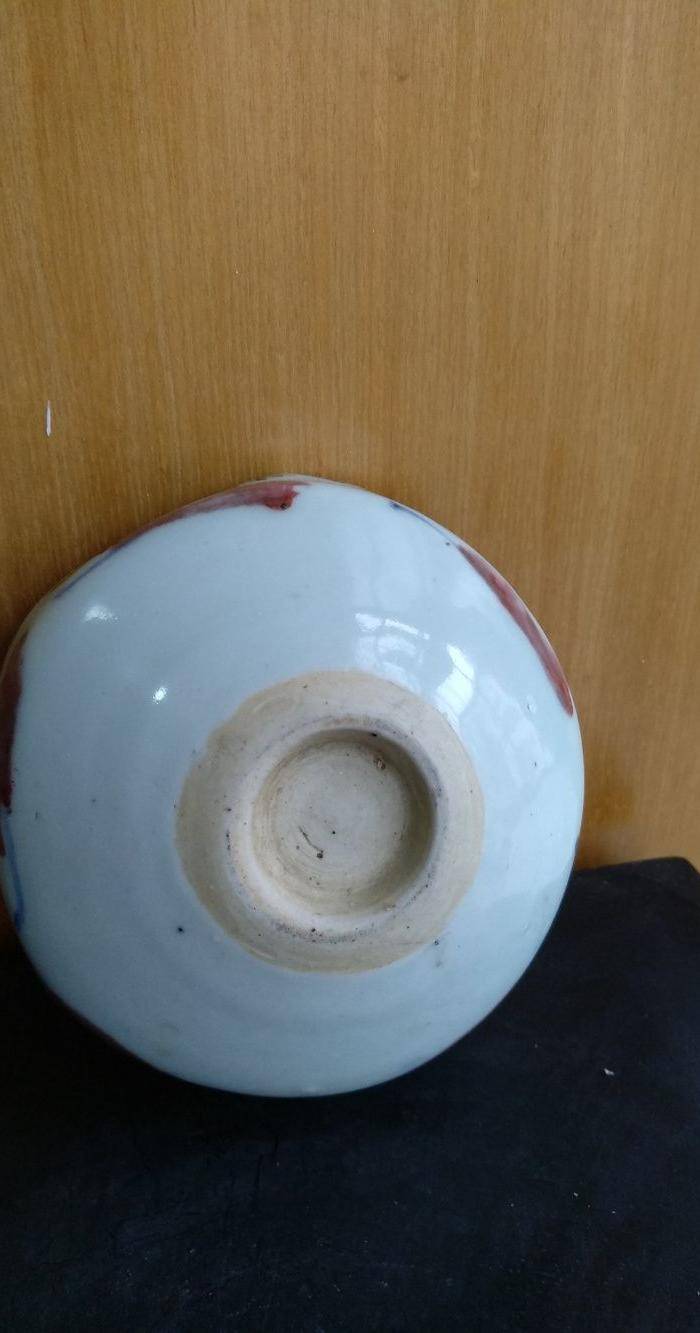 民国,青花釉里红花口水洗,口径9.8Cm,高:4Cm文房佳器。图5