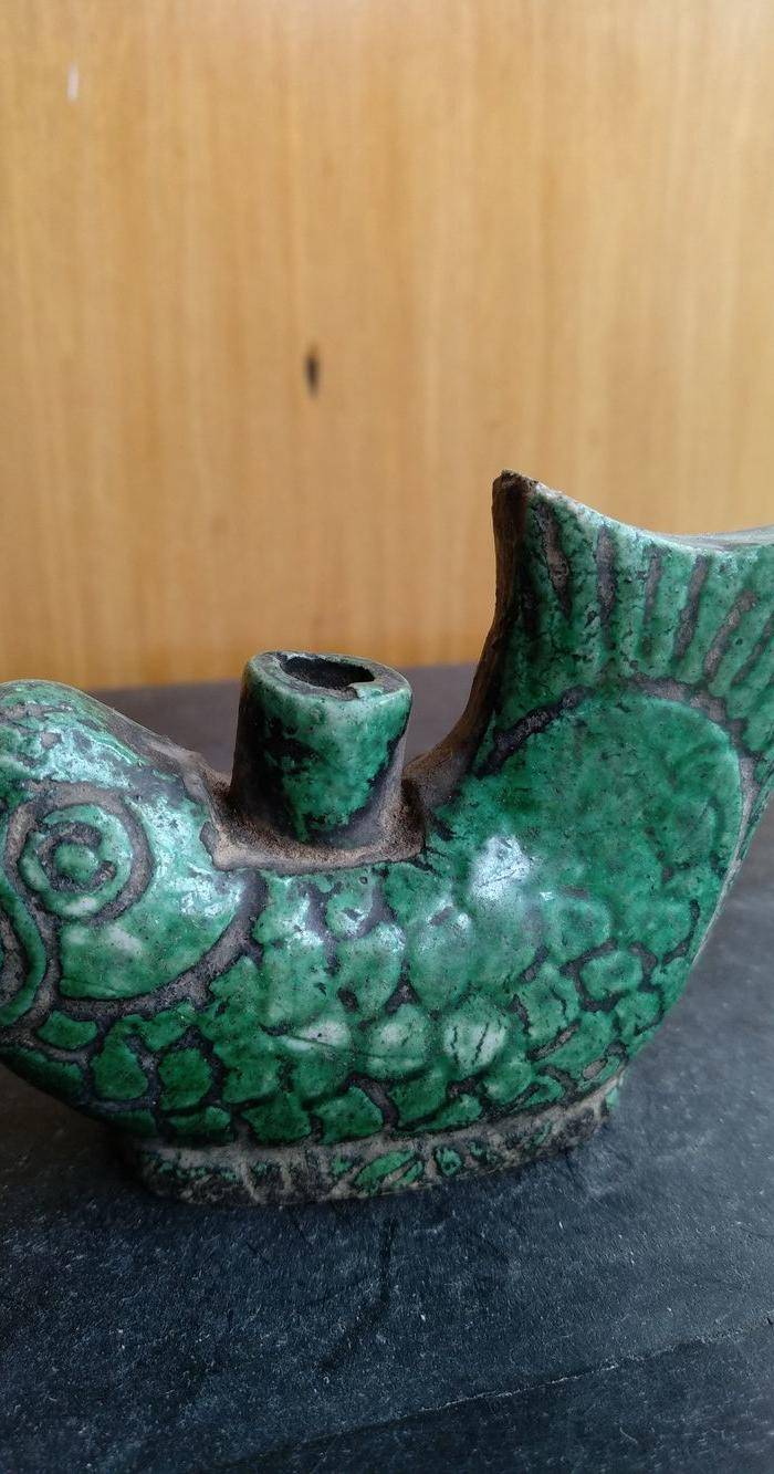 清,绿釉鱼型水滴,宽:7.5高:5Cm。文房佳器。图2