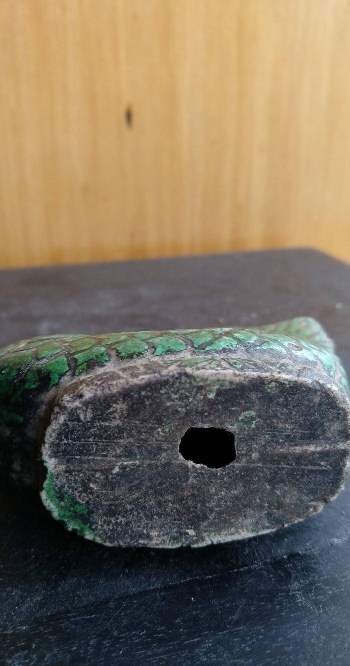 清,绿釉鱼型水滴,宽:7.5高:5Cm。文房佳器。图4