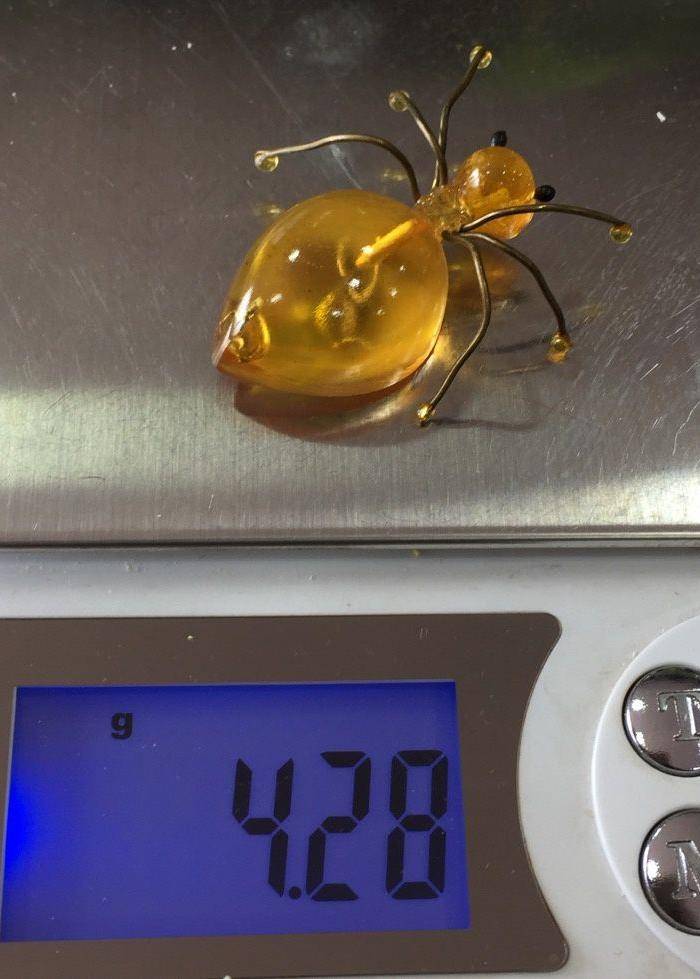 8035欧洲回流金珀蜘蛛胸针一枚图6