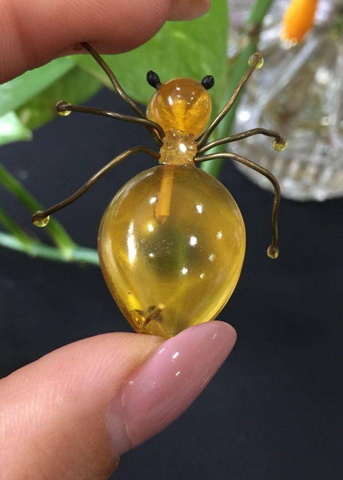 8035欧洲回流金珀蜘蛛胸针一枚图10