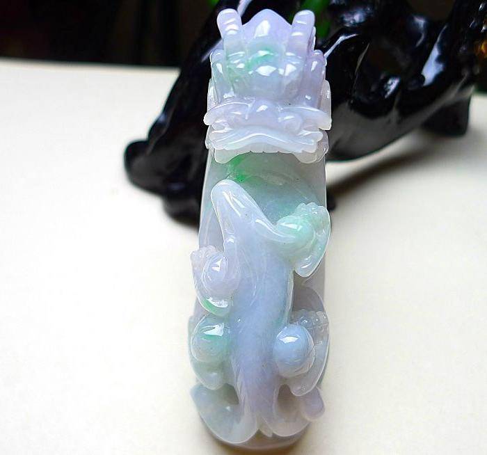 天然A货翡翠老坑水润飘绿望子成龙龙钩图4