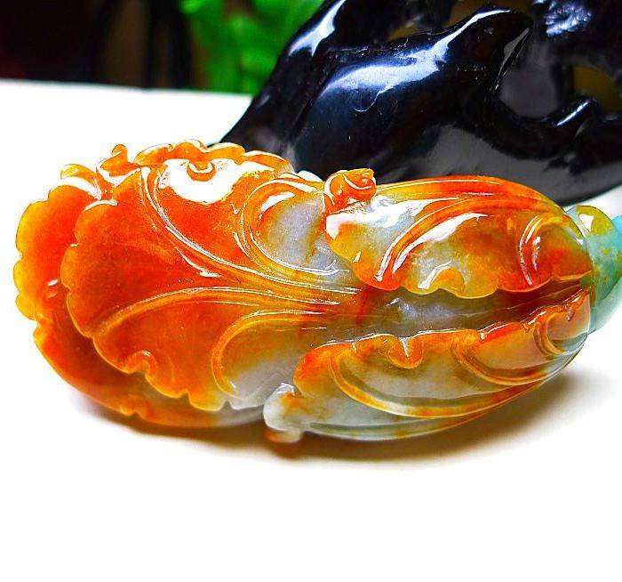 天然A货翡翠老坑水润红翡招财白菜图5