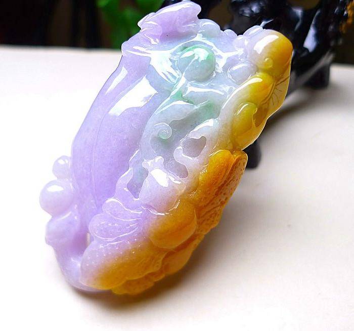 天然A货翡翠老坑水润双彩特色福在眼前图3
