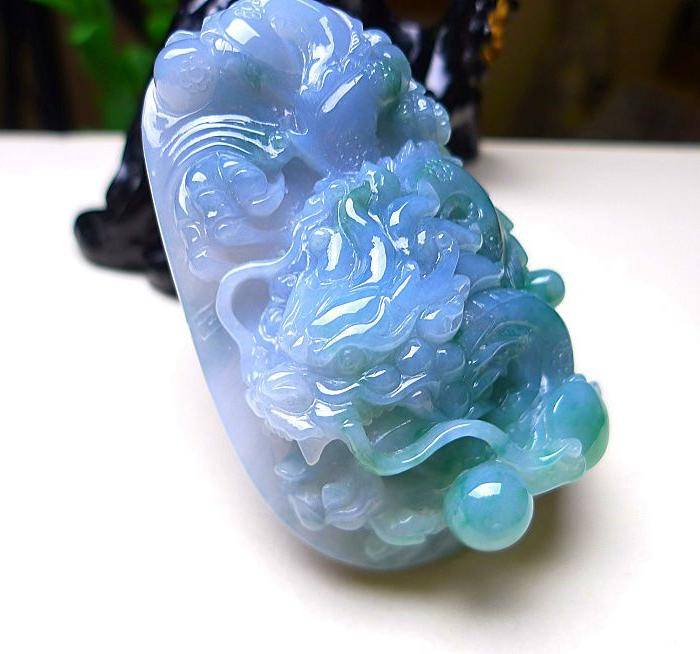 天然A货翡翠老坑水润紫罗兰霸气龙牌图2