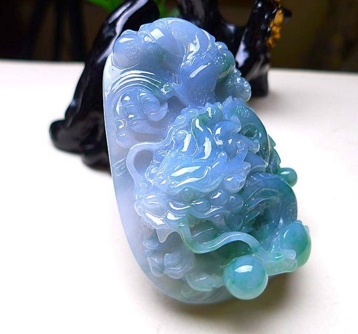 天然A货翡翠老坑水润紫罗兰霸气龙牌图6