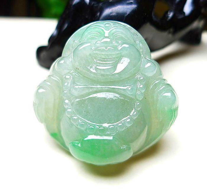 天然A货翡翠老坑水润飘绿佛公图4