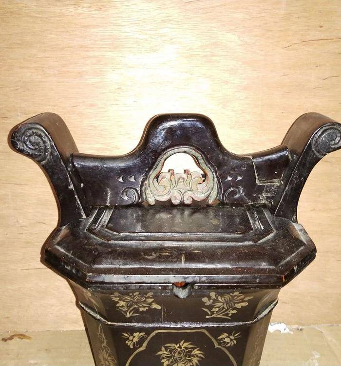 一个非常漂亮的八面绘画老茶桶图5
