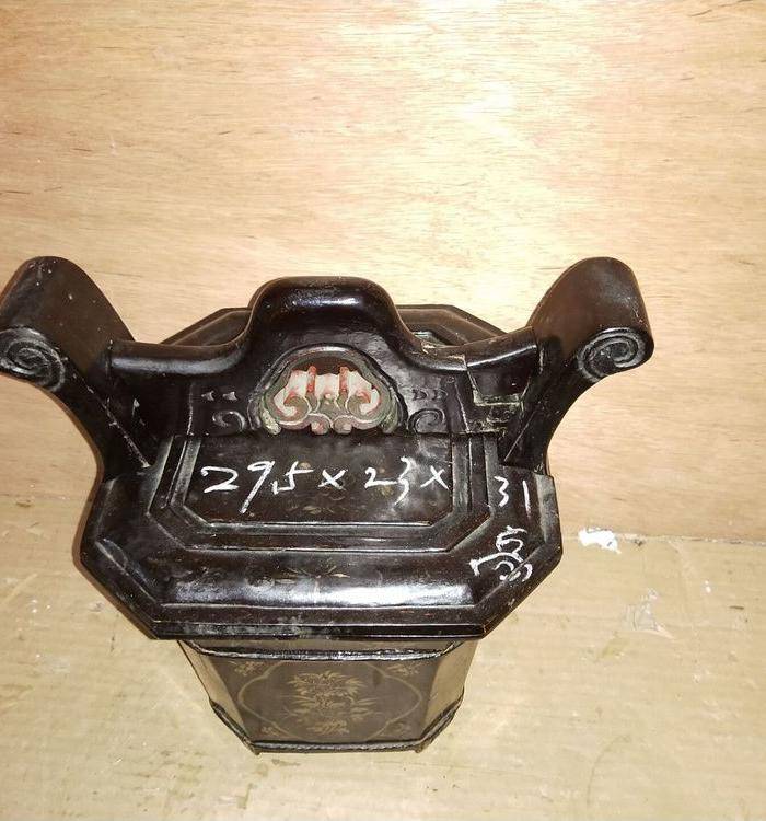 一个非常漂亮的八面绘画老茶桶图9