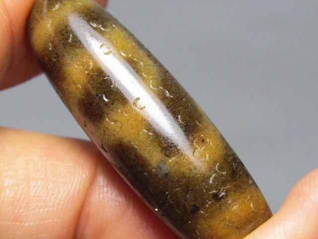 清藏传玛瑙 莲花天珠 已土沁 风化清晰 包浆熟润图10