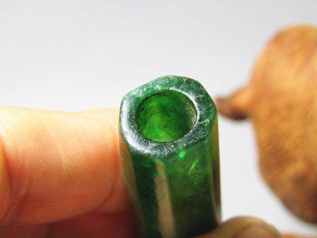 重器 清冰种满绿翡翠多棱 翎管 风化清晰 开门到代图8