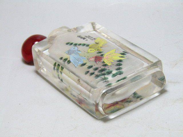 清带款手绘 金鱼图 琉璃 鼻烟壶 包浆老厚图6
