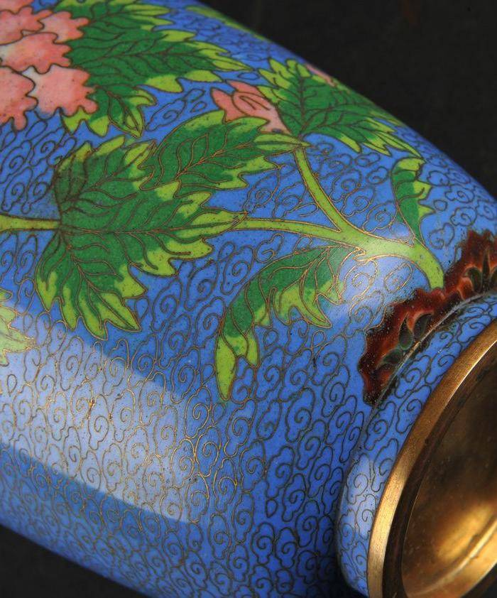 欧美回流 景泰蓝花卉纹瓶图7