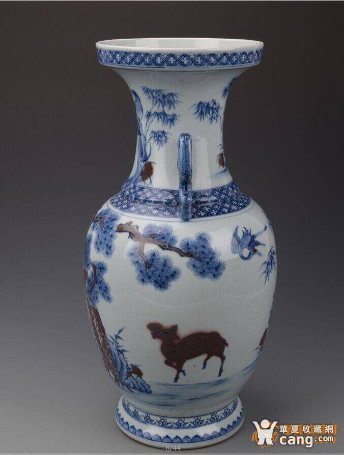 欧洲回流青花釉里红大瓶图2