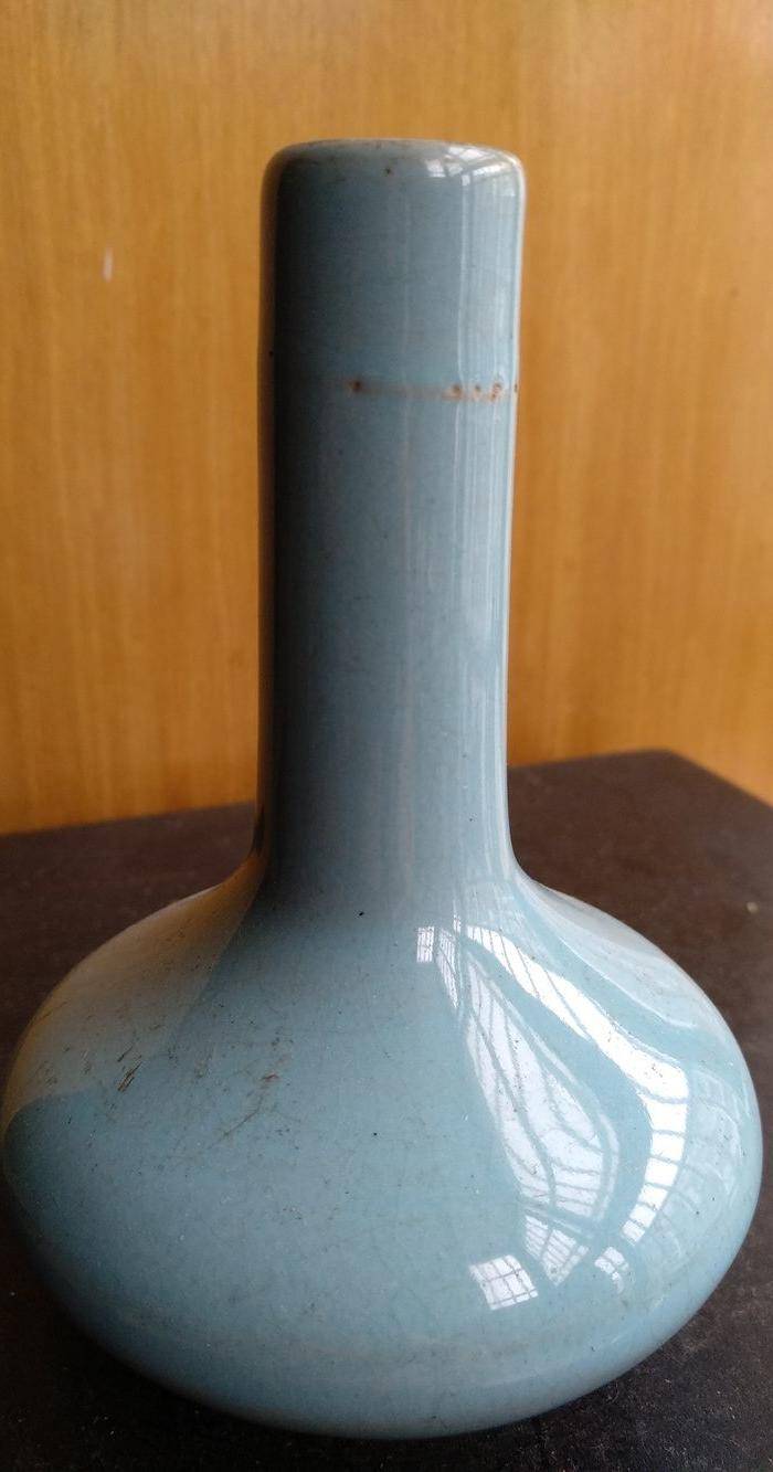 清仿汝釉天球瓶,高:11Cm图3