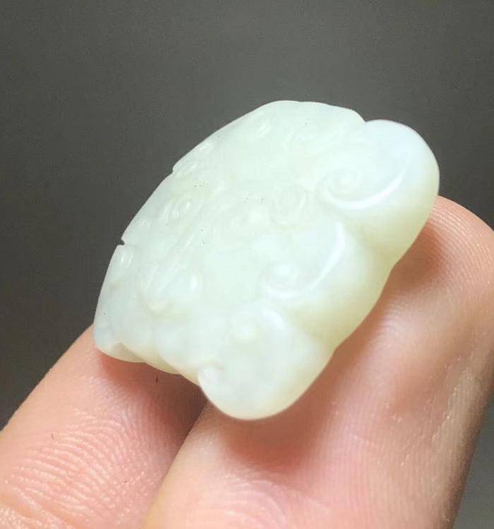 清 和田白玉 二级白 兽面纹 工艺精湛 玉质温润 橘皮纹清晰 苏工 2图6