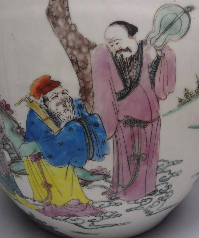 八仙粉彩人物纹盖缸图5