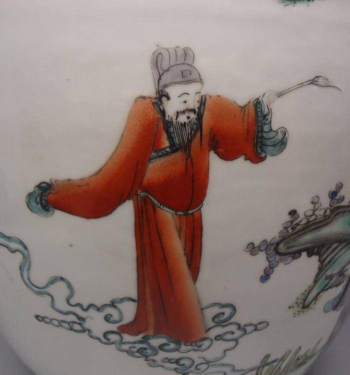 八仙粉彩人物纹盖缸图6