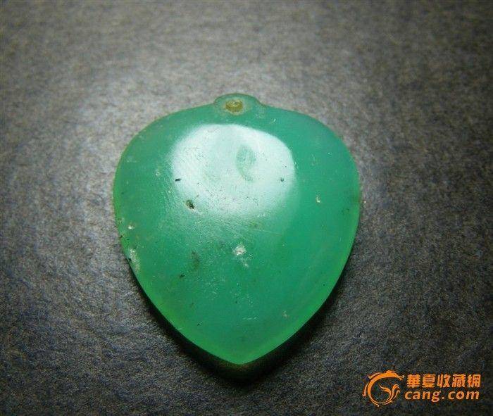 清代老琉璃满绿大鸡心琉璃佩 平安扣一组3件!图3