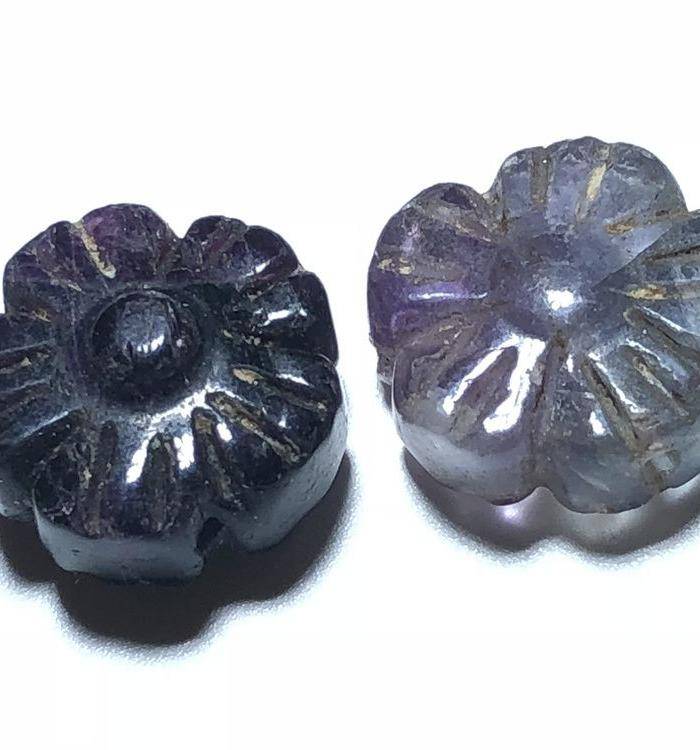 晚期 碧玺 花型 扇坠 手工雕刻 双面工艺 工艺不错图8