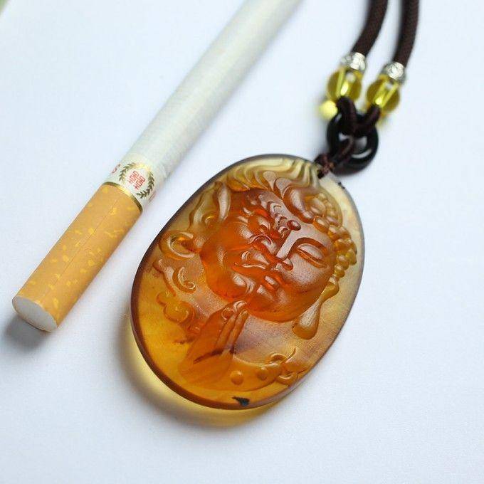 棕红缅甸琥珀佛魔一念吊坠 69KE40图5