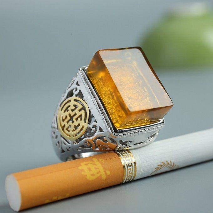 净水金珀阴雕龙腾银戒指 10KJ10图8