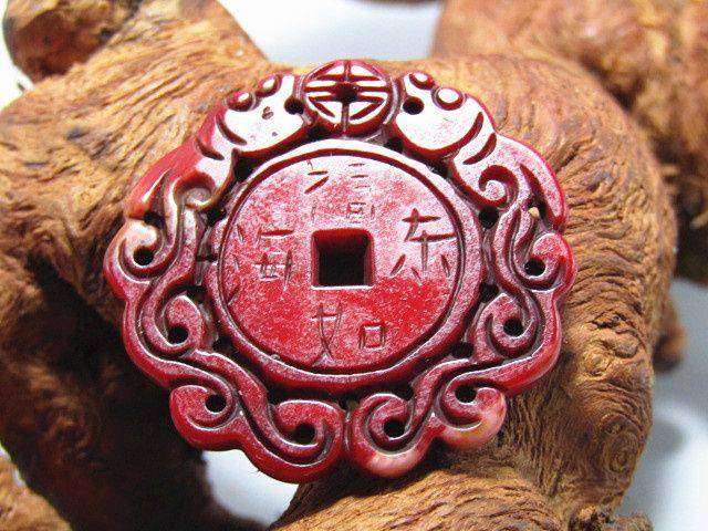 清红珊瑚 双面工艺二龙戏珠 福如东海 璧图7