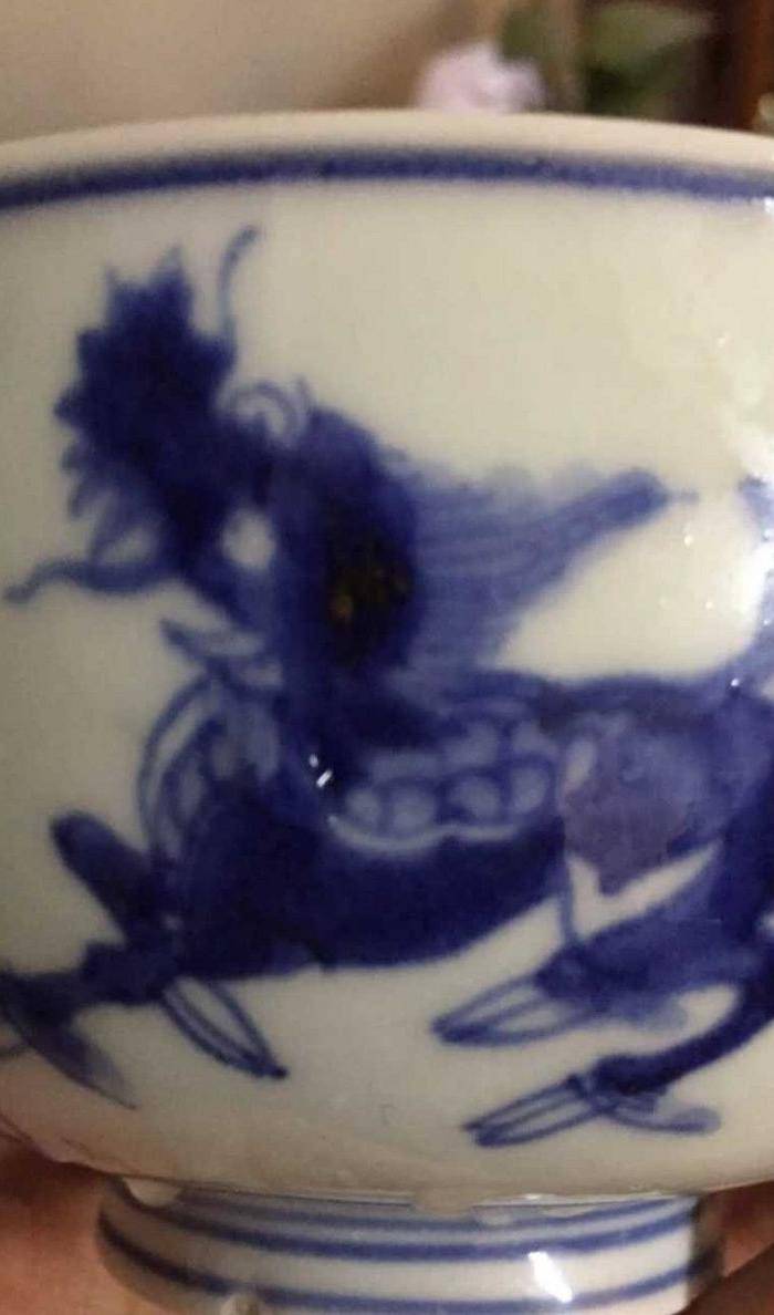 一个英国回流清代麒麟寿字人物盖碗图4