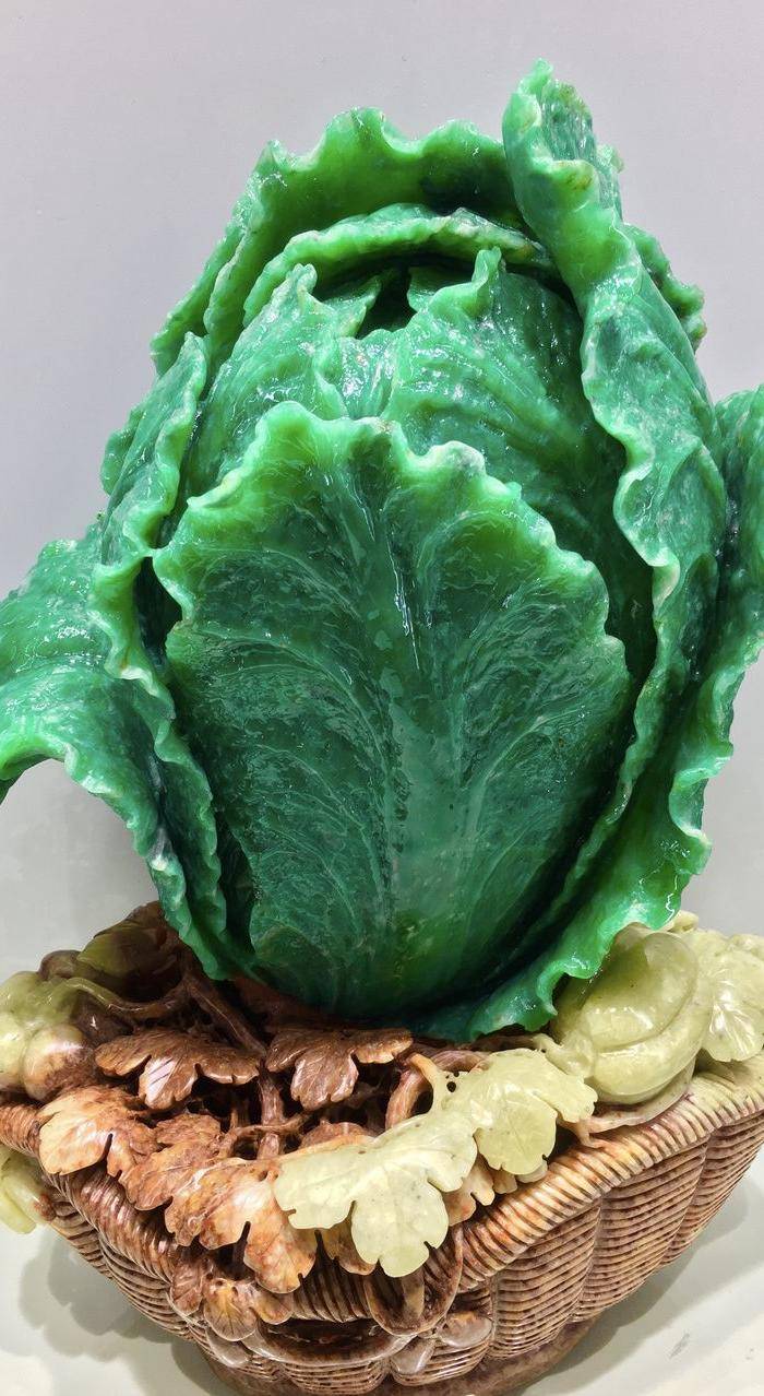 压轴收藏级翡翠绿!名家大师精雕天然青田石广东绿百财抱财超大摆件图5