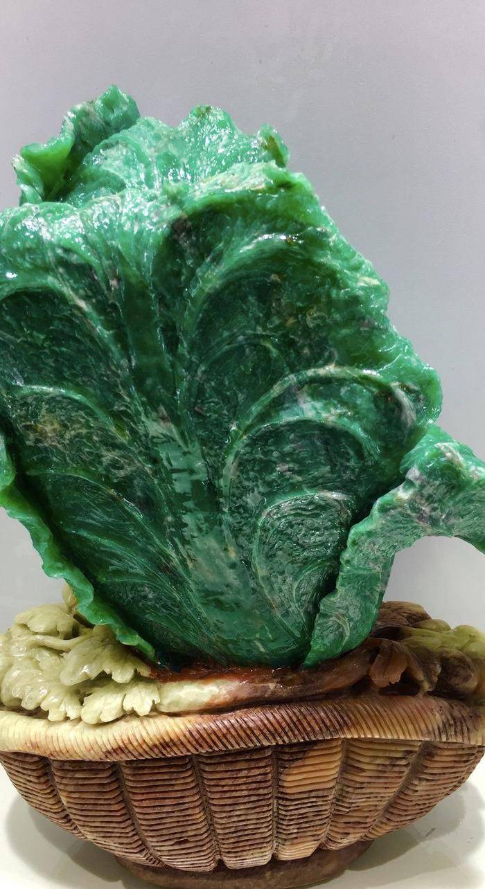 压轴收藏级翡翠绿!名家大师精雕天然青田石广东绿百财抱财超大摆件图3