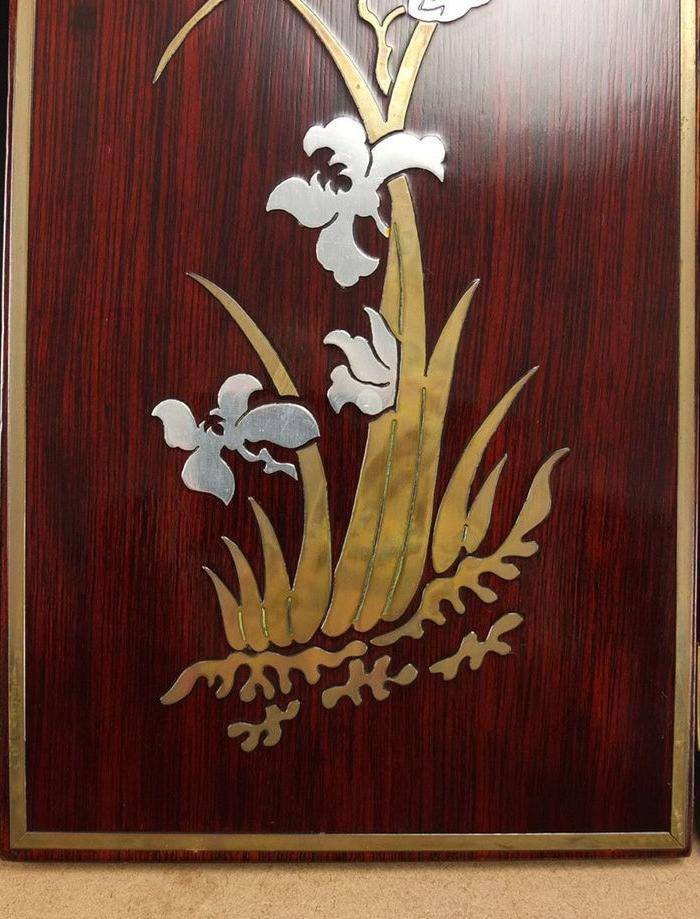 硬木镶嵌烫金银四季花鸟 屏见图9