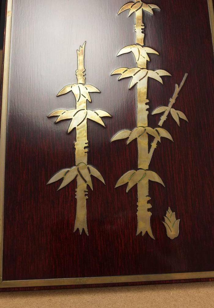 硬木镶嵌烫金银四季花鸟 屏见图6