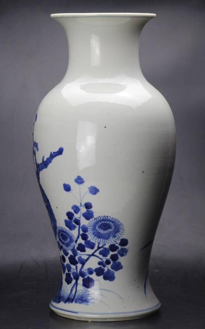 清光绪细路青花四君子花卉纹大观音瓶图2