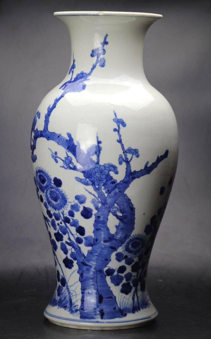 清光绪细路青花四君子花卉纹大观音瓶图4