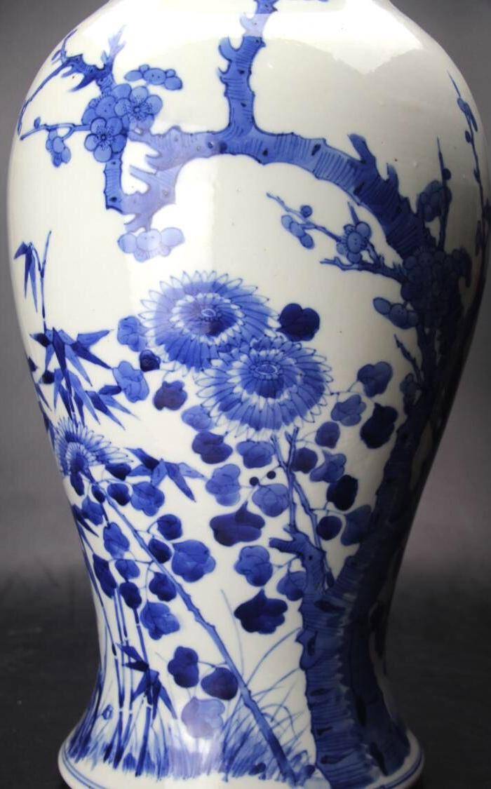 清光绪细路青花四君子花卉纹大观音瓶图5