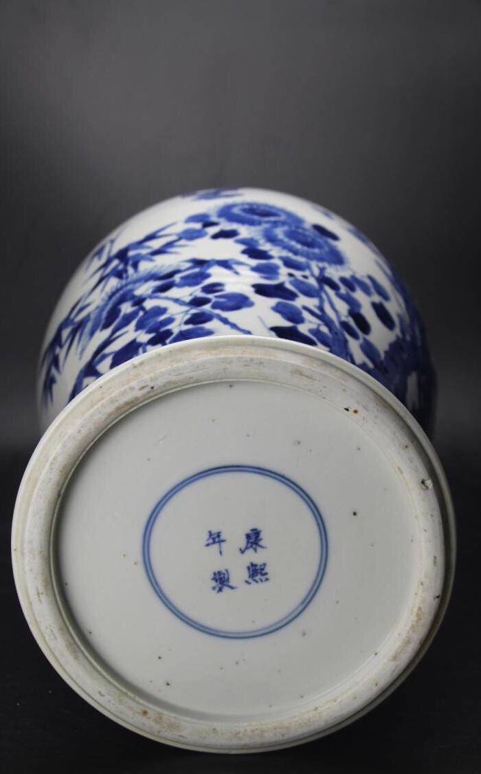 清光绪细路青花四君子花卉纹大观音瓶图9